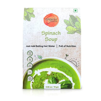 Organic Roots Spinach Soup, Palak Instant Soup Packets, Healthy Natural Ready To Cook Vegetable Soup Mix Powder, Pack of 2 (15G Each, 165Ml)