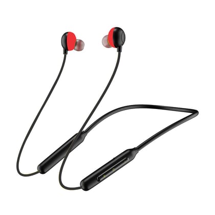 Sound Mantra Ecco Bluetooth Wireless Neckband in Ear Earphone Headset with deep bass with 15hrs+ Play Back Time & Dual Paring ( Black/Red)