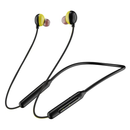 Sound Mantra Ecco Bluetooth Wireless Neckband in Ear Earphone Headset with deep bass with 15hrs+ Play Back Time & Dual Paring ( Black/Yellow)