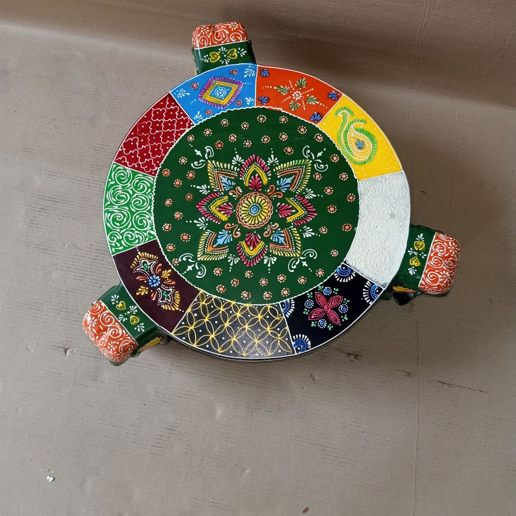 Rajasthani Wooden Chowki for Puja / Bajot Living Room Elephant Shaped