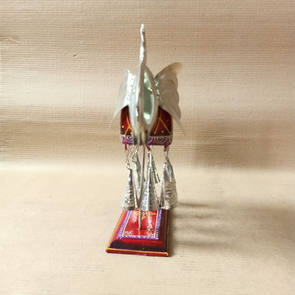 Hand Painted Wood and Metal 10 Bell Elephant Showpiece