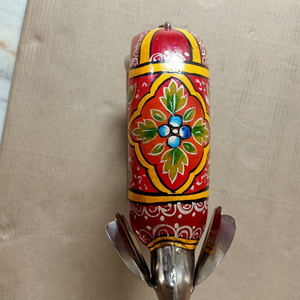 Hand Painted Wood and Metal 10 Bell Elephant Showpiece