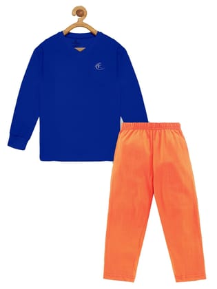 Boys Full Sleeve V Neck Tee & Solid Pyjama Pant Set