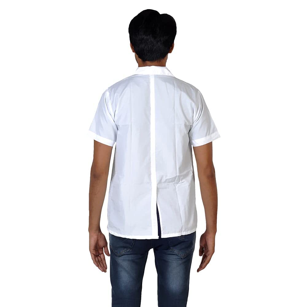 njoy Men's Solid Polycotton Half Sleeve Lab Coat with 2 Pockets for Students