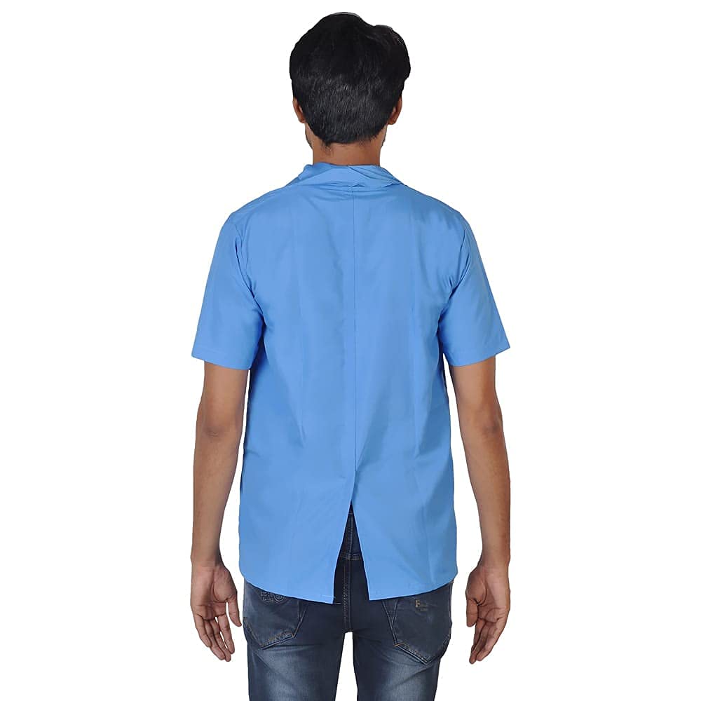 njoy Men's Solid Polycotton Half Sleeve Lab Coat with 2 Pockets for Students