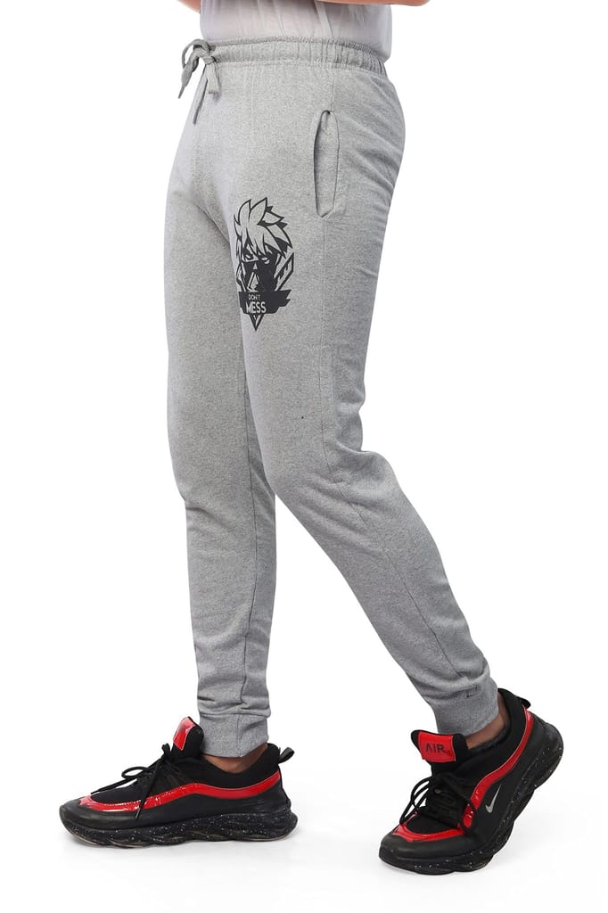 njoy Boy's Pure Cotton Solid Jogger Track Pants with 2 Side Pocket| Tapered Slim Fit | Casual/Sports Wear Lowers (Colour: Black, Navy Blue Print, Grey Print, Pack of 3)