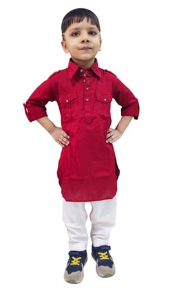 Alpha ONE Boy Pathani Kurta and Pyjama Set with Cotton Material Full Sleeve (Model No:4016_2 to 16 Year Age)