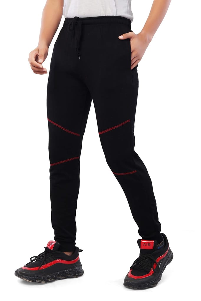 Njoy Boy's Pure Cotton Solid Jogger Track Pants with 2 Side Pocket| Tapered Slim Fit | Casual/Sports Wear Lowers/Trousers/Tracksuit (Colour: Black, Navy Blue, Grey)