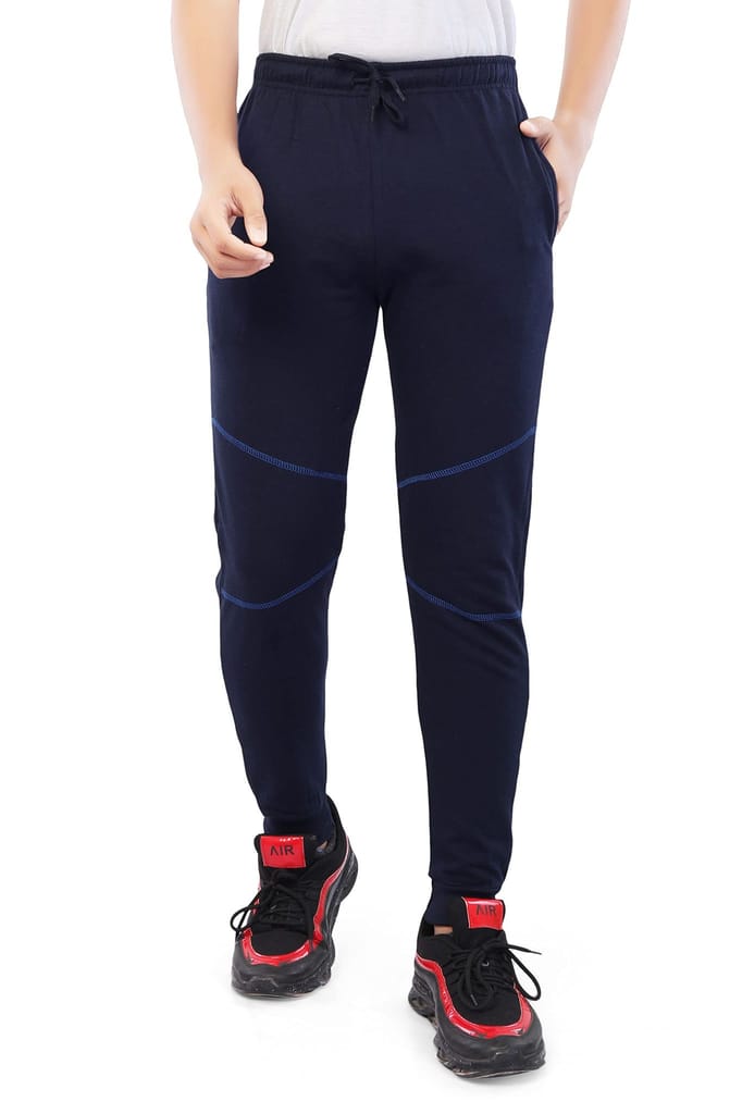Njoy Boy's Pure Cotton Solid Jogger Track Pants with 2 Side Pocket| Tapered Slim Fit | Casual/Sports Wear Lowers/Trousers/Tracksuit (Colour: Black, Navy Blue, Grey)
