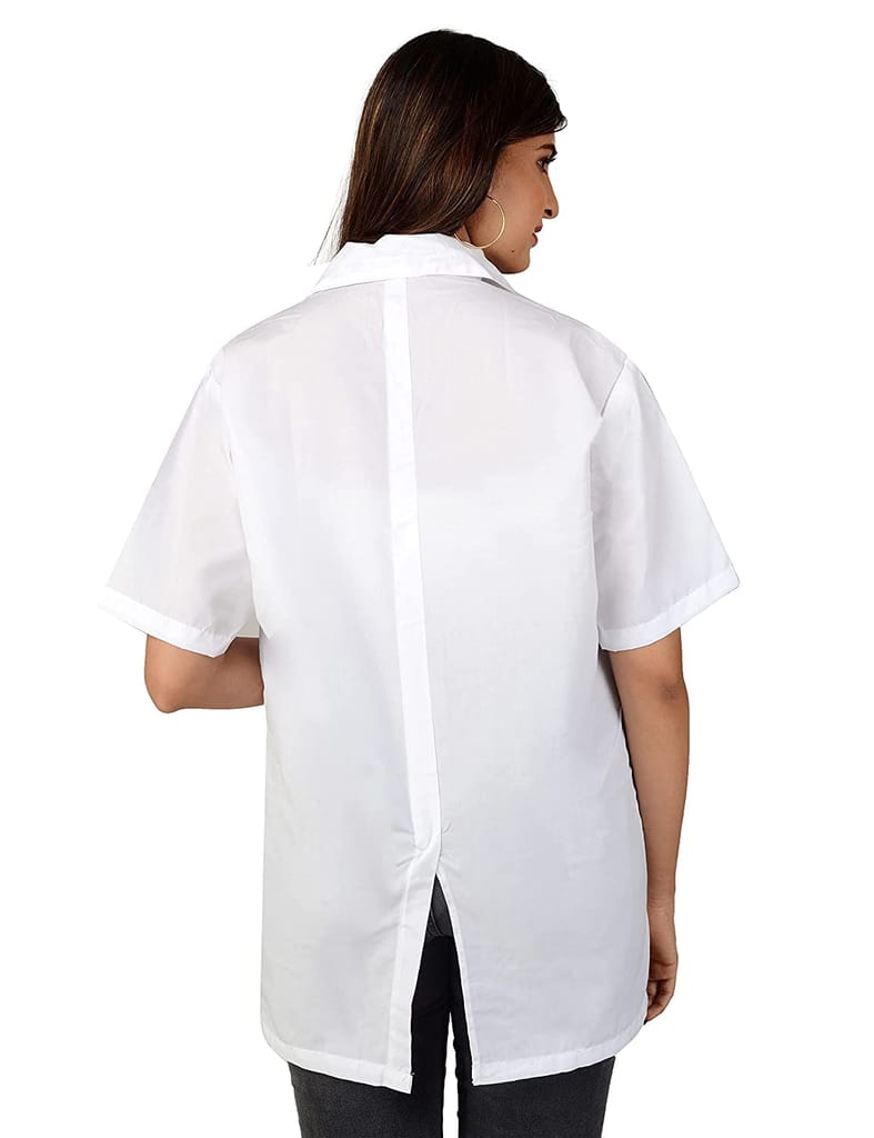 njoy Unisex Solid Polycotton Half Sleeve Lab Coat with 2 Pockets for Students