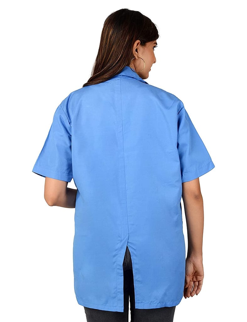 njoy Unisex Solid Polycotton Half Sleeve Lab Coat with 2 Pockets for Students