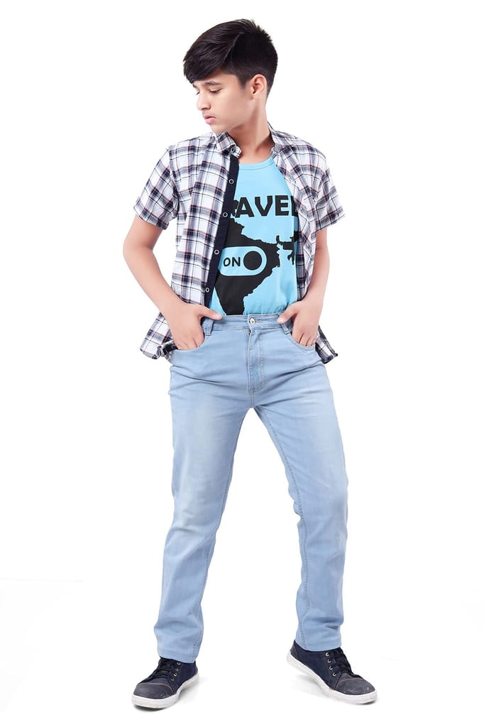 Nomad Boy's Cotton Checks | Checked | Checkered Slim Fit Half Sleeve Collared Neck Casual Wear Shirt | 8 Year to 9 Year