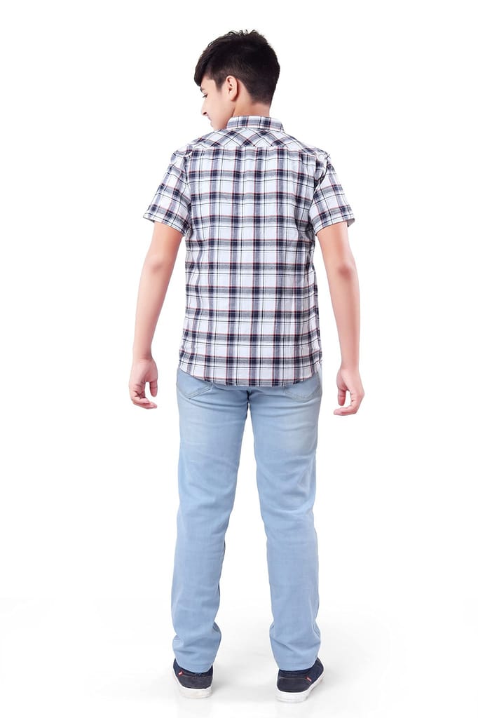 Nomad Boy's Cotton Checks | Checked | Checkered Slim Fit Half Sleeve Collared Neck Casual Wear Shirt | 8 Year to 9 Year