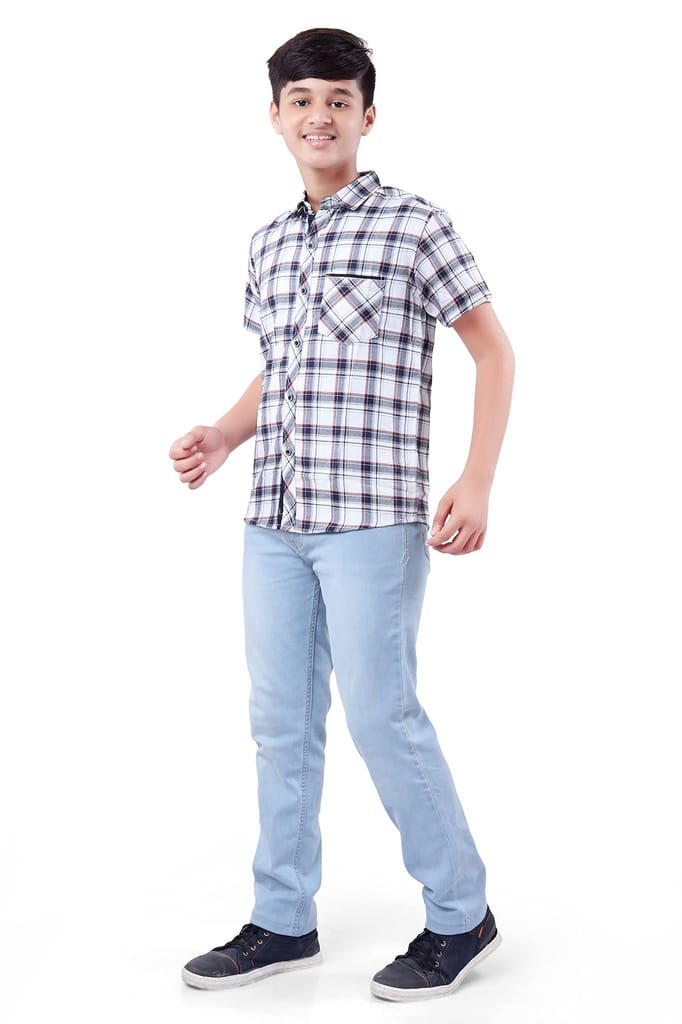 Nomad Boy's Cotton Checks | Checked | Checkered Slim Fit Half Sleeve Collared Neck Casual Wear Shirt | 8 Year to 9 Year