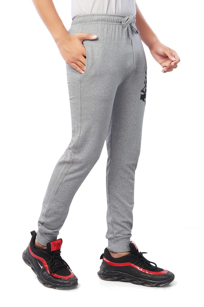 njoy Boy's Pure Cotton Printed Jogger Track Pants with 2 Side Pocket| Tapered Slim Fit | Casual/Sports Wear Lowers/Trousers/Tracksuit (Colour: Black, Navy Blue, Grey)