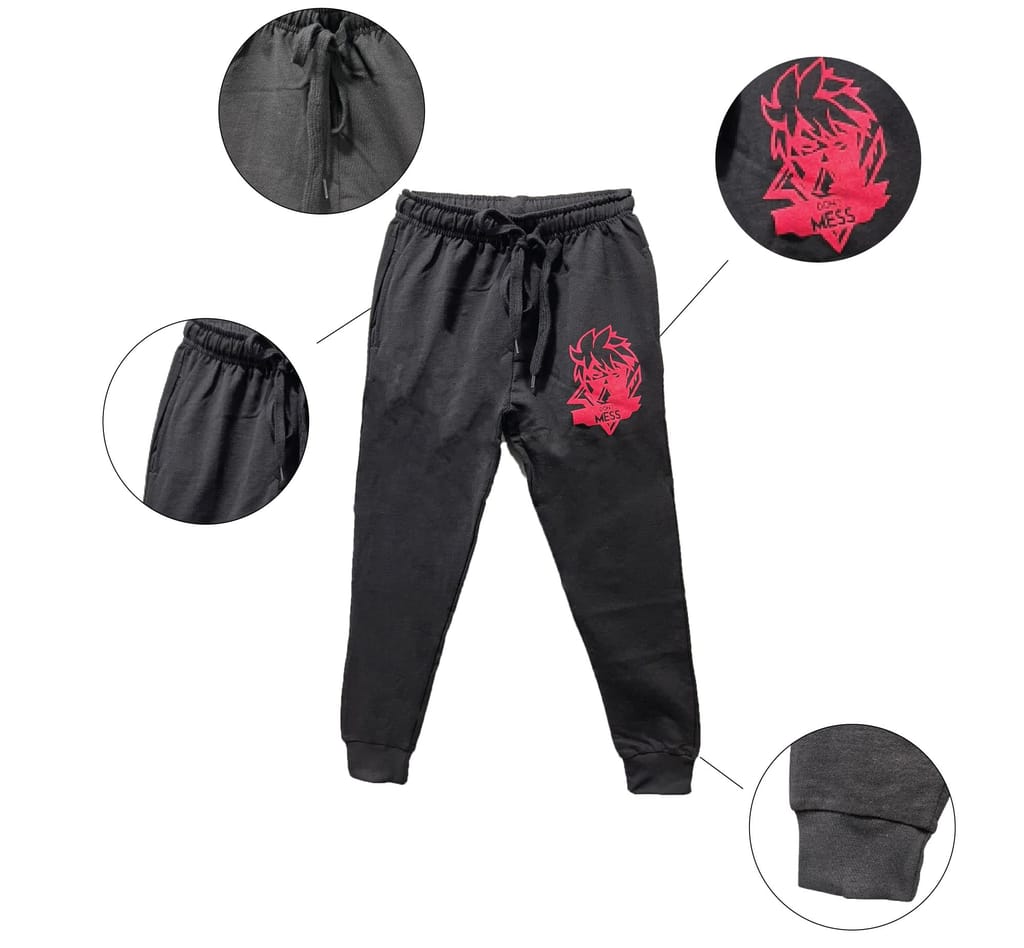 njoy Boy's Pure Cotton Solid & Printed Jogger Track Pants with 2 Side Pocket/Tapered Slim Fit/Casual/Sports Wear Lowers (Black,Navy Blue,Grey, S to L Size, Pack of 6)