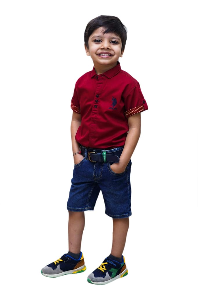 JAY & JOY Boy's Regular Fit Cotton Material Half Sleeve Shirt for 2 to 8 Year