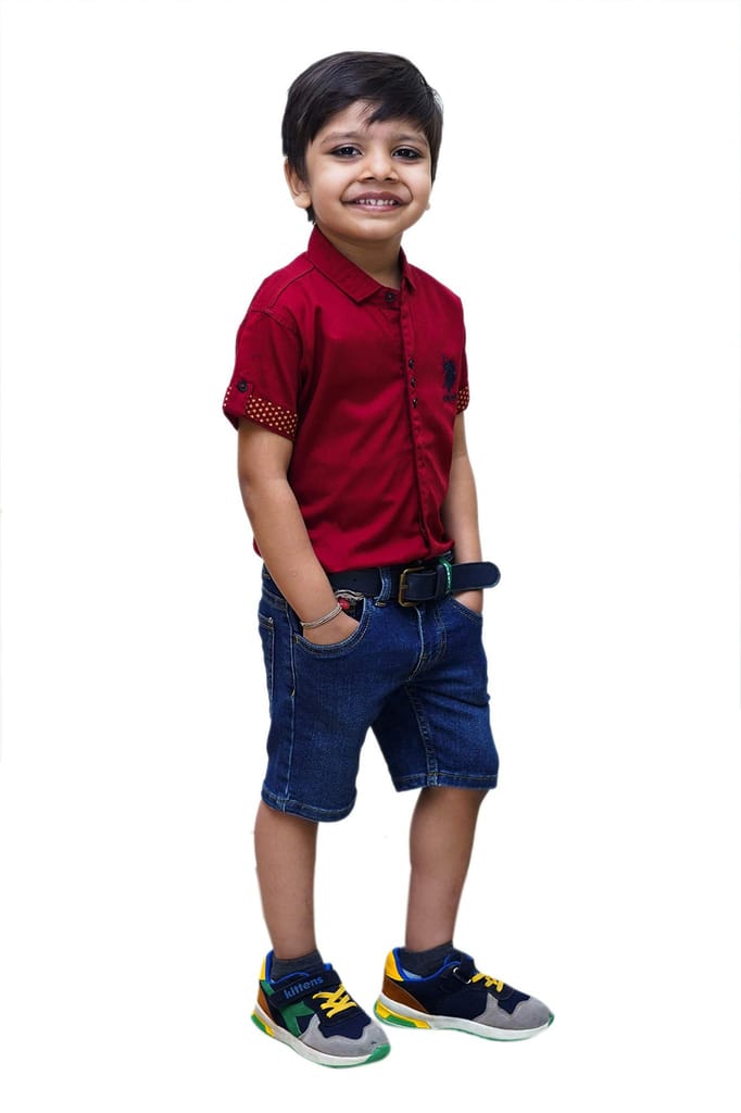 JAY & JOY Boy's Regular Fit Cotton Material Half Sleeve Shirt for 2 to 8 Year
