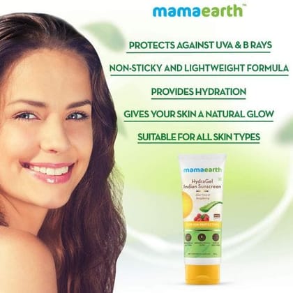 Mamaearth HydraGel Indian Sunscreen SPF 50, with Aloe Vera & Raspberry, for Sun Protection (50gm)