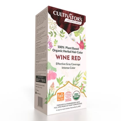 Cultivator's Organic Hair Colour - Herbal Hair colour for Women and Men - Ammonia Free Hair Colour Powder - Natural Hair Colour Without Chemical, (Wine Red) - 100g