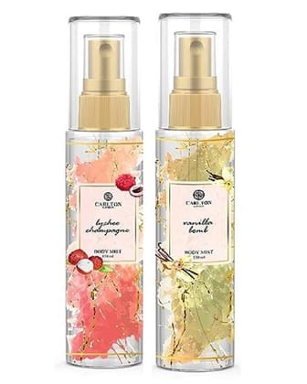 Carlton London Body Mist Combo Vanilla - Lychee Body Mist Set of 2