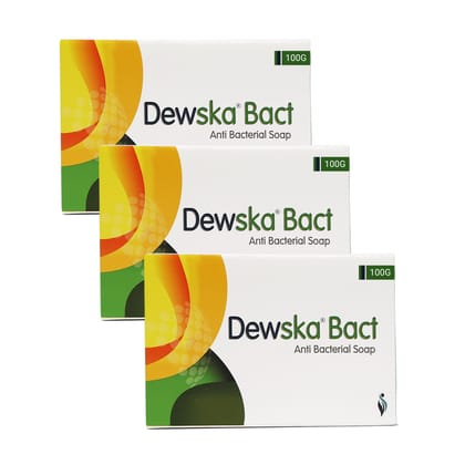 Dewska Bact Anti Bacterial, Anti Acne Moisturizing Bathing Bar, Rich in Tea Tree Oil, Turmeric Oil, Aloe, and Shea Butter Moisturizer Prevent Fungal and Acne Breakout 100gm