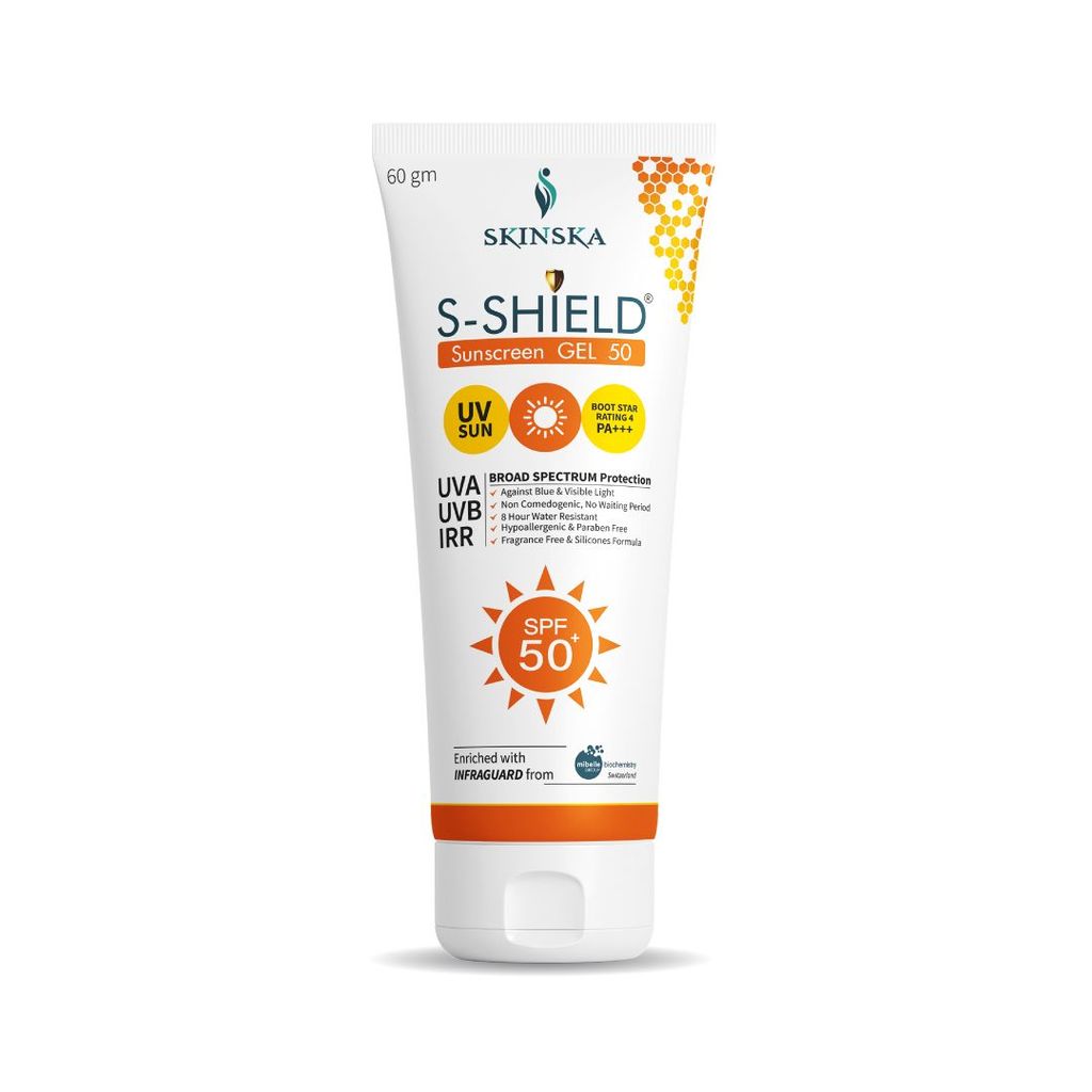 Skinska S-Shield Matte Sunscreen Gel with SPF 50, PA+++ (60gm) with vitamin E, Oil free & water resistant, Non-Irritant, UVA & UVB Protection.
