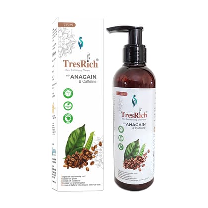 TRESRICH HAIR REVITALISING SHAMPOO WITH ANAGAIN AND CAFFEINE, ANTI HAIR FALL TREATMENT, CONTROLS HAIR LOSS, CONDITIONED DRY AND DAMAGED HAIR