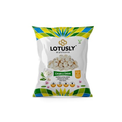 Lotusly | Cream & Onion Flavoured Makhana | Guilt Free Snack | Roasted in Olive Oil Pack of 24