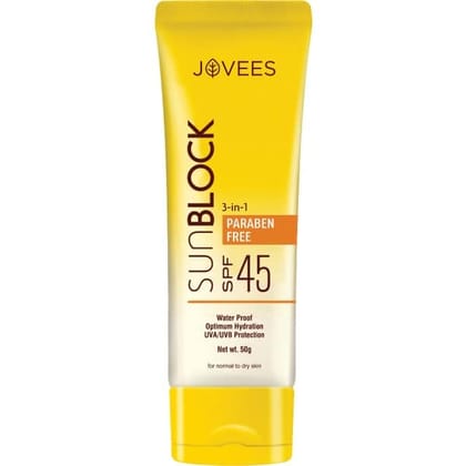 JOVEES UVA/UVB Protection Sun Block Cream SPF 45 (50 g)