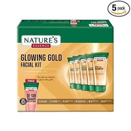 Nature's Essence Glowing Gold Facial Kit 5 Steps, White, 525 g, Pack Of 1
