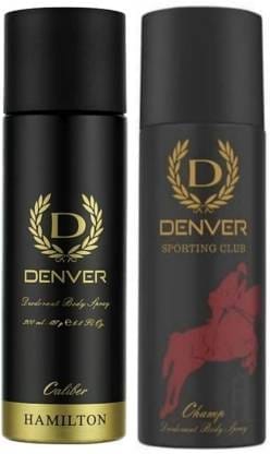 Denver Caliber + Champ  Deodorant Spray - Each 165 ml, Pack of 2