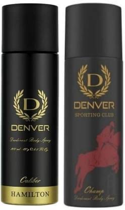 Denver Caliber + Champ  Deodorant Spray - Each 165 ml, Pack of 2