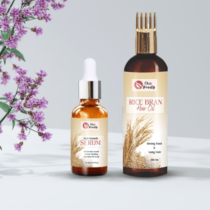 Chic Beauty Hair Care Combo for Strong Root (Rice Bran Hair oil 100ML + Hair Growth Serum 30ML)