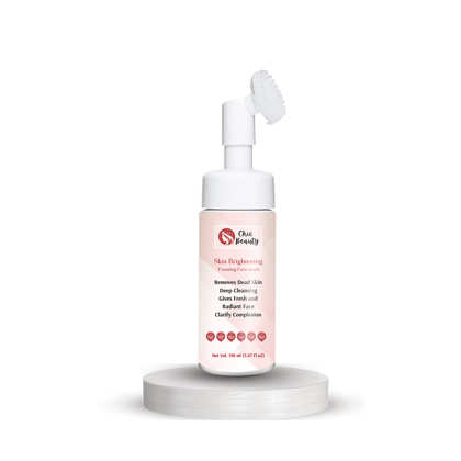 Chic Beauty Skin Brightening Foaming Face Wash with Built-in Silicone Brush 150ml Skin Brightening, Oil Control, Anti-acne & Pimples.