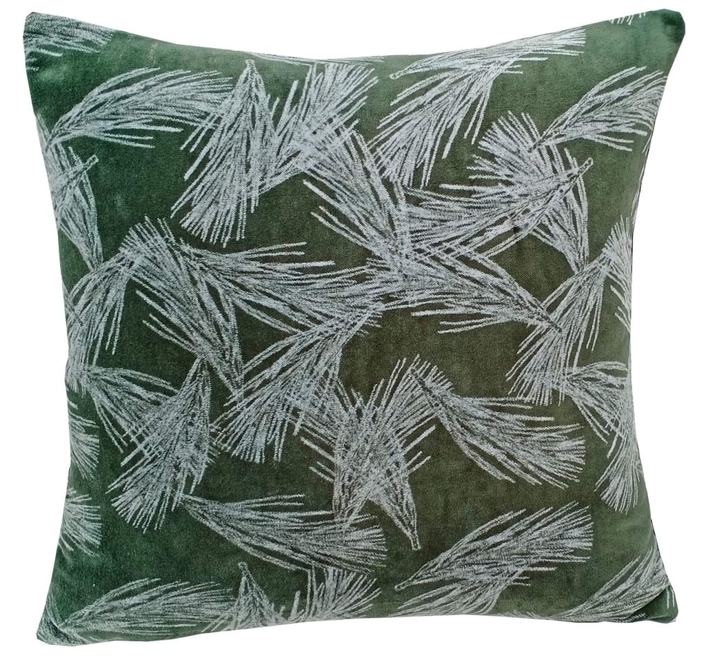 Kirti Finishing | Green White Leaf Velvet Cushion Cover 16 inches - Kurtas & Kurta Sets | Buy online on ZillyBuy