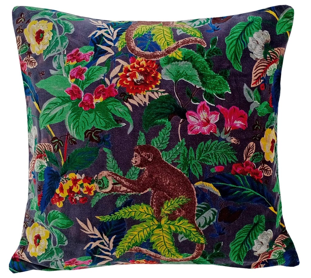 Kirti Finishing | Gray Monkey Print Velvet Cushion Cover - Kurtas & Kurta Sets | Buy online on ZillyBuy