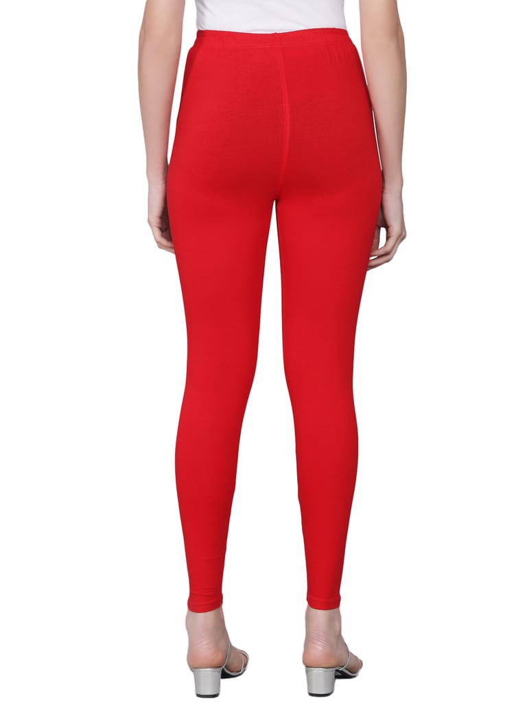SOFT COLORS Women's Skinny Fit Ethnic Wear Ankle Length Leggings (Red)