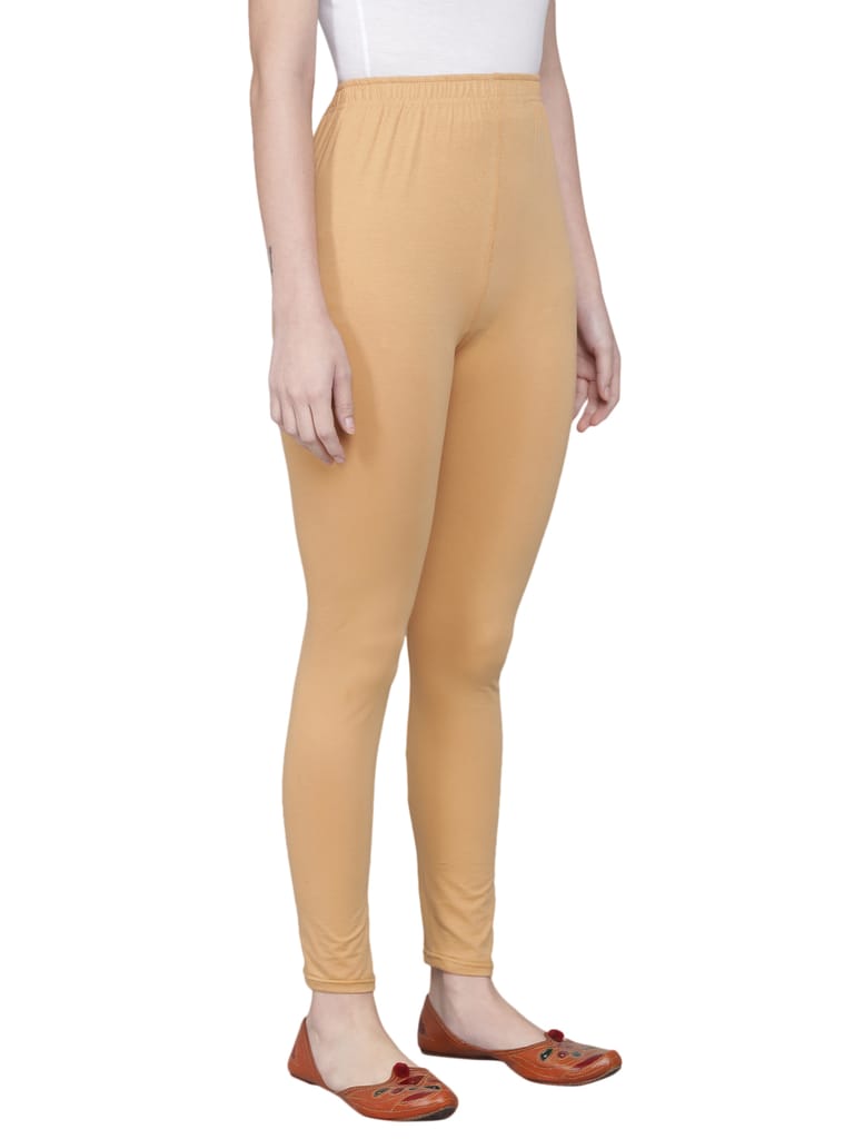 SOFT COLORS Women's Skinny Fit Ethnic Wear Ankle Length Leggings (Beige)