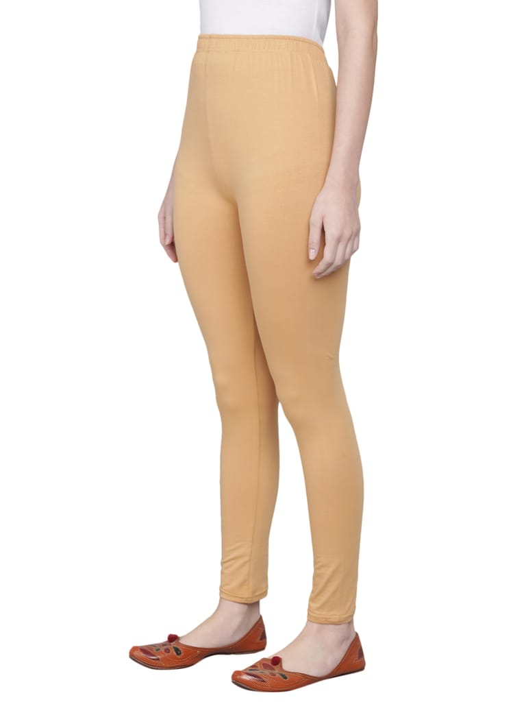 SOFT COLORS Women's Skinny Fit Ethnic Wear Ankle Length Leggings (Beige)