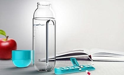 ASkyl Daily 600ml Pill Box Organizer with Water Bottle Weekly Seven Compartments with Drinking Bottle