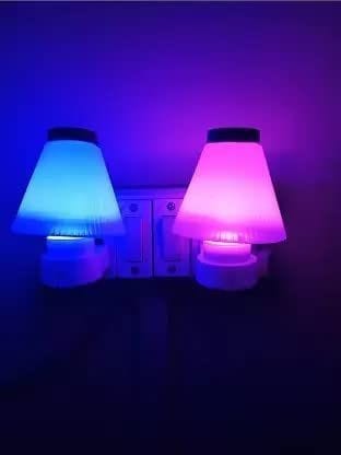 Elecsera Led Night Umbrella Shape Hanging Lights Pack of 2 Night Lamp (6.5 cm, Multicolor)