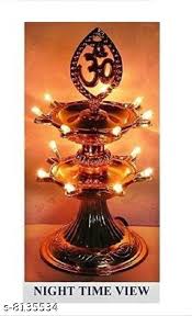2 layer electric 14 LED Plastic Diya. Deepak for Home Pooja Temple & Diwali decoration .  Height 7 Inches .