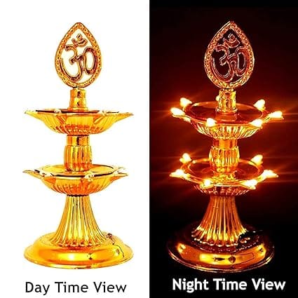 2 layer electric 14 LED Plastic Diya. Deepak for Home Pooja Temple & Diwali decoration .  Height 7 Inches .