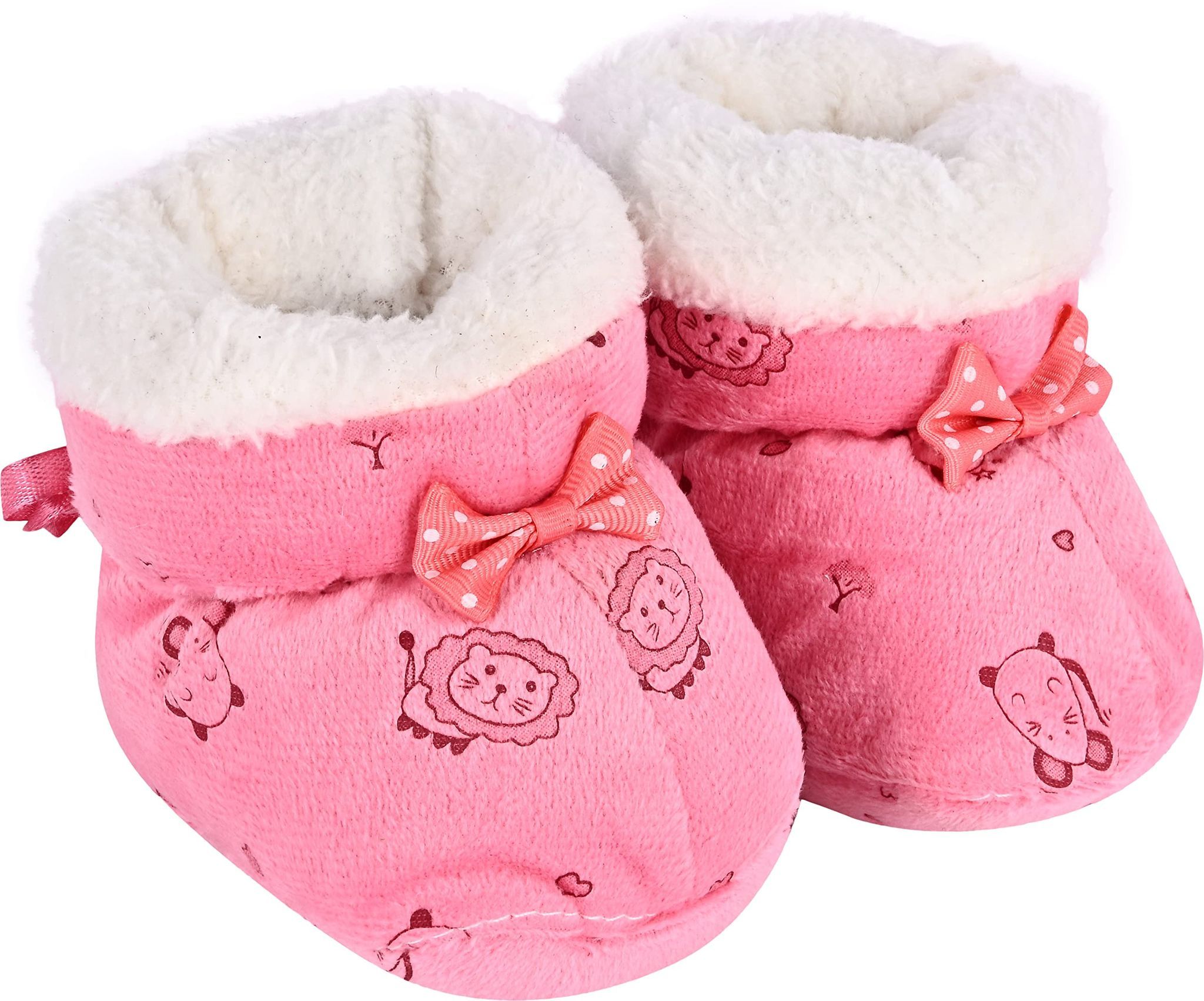 DOKCHAN New Born Baby Bootie Shoes With Fur For Boys & Girls printed multicolor Booties First Walking Shoes