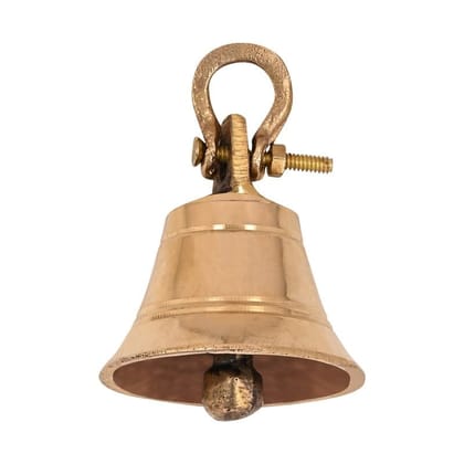 Brass Wall Hanging Bell with Chain and Hanging Hook for Home Mandir Temple Decorative I Puja Room