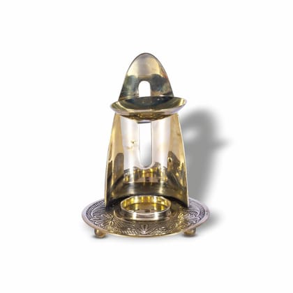 DOKCHAN Brass Metal Fragrance Lamp Oil Diffuser with Bowl Camphor/Loban Lamp Burner Bakhoor Incense Frankincense Burner Lamp with Adjustable Handle (Size - 15cm)