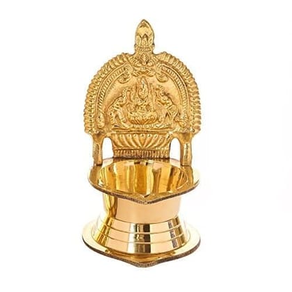 DOKCHAN Kamakshi Devi Brass Oil Deepam/Diya for Pooja|Mandir| Diwali Festival Decoration Brass Table Diya
