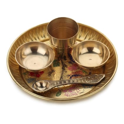 DOKCHAN Handcrafted Pure Brass Puja thali for Home Temple| Crafted Design for Divine Blessing | Perfect for Festivals and Worship