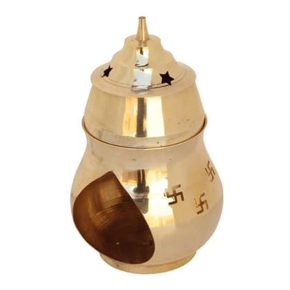 DOKCHAN Brass Kapoor Diya lamp Burner Diya Oil Diffuser Brass Diffuser Table Diya (Size - L= 5cm)